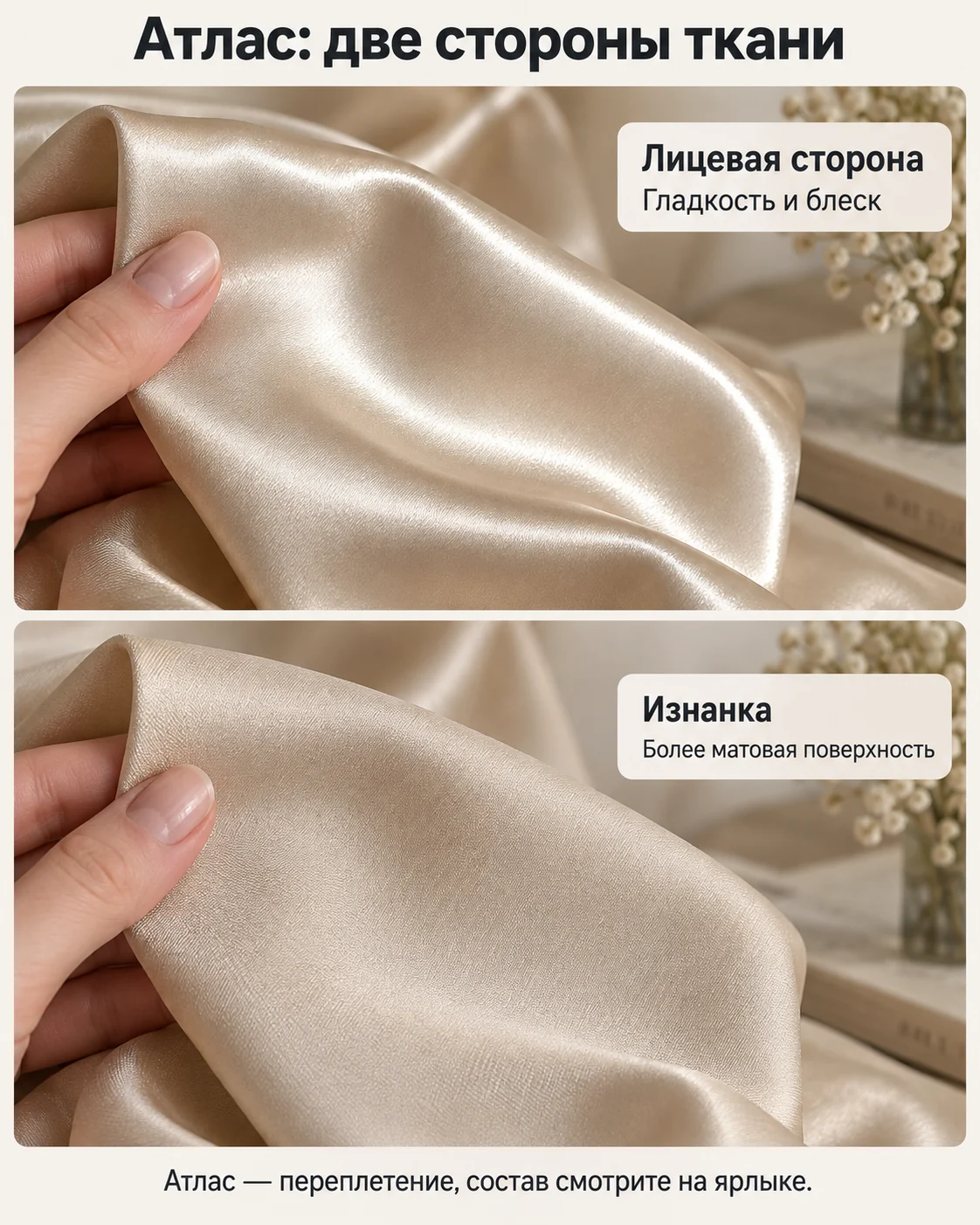 Атлас: две стороны ткани