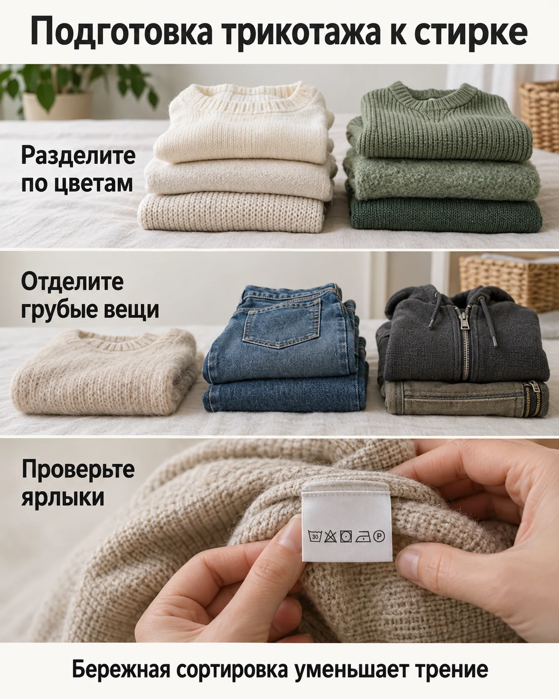 Подготовка трикотажа к стирке