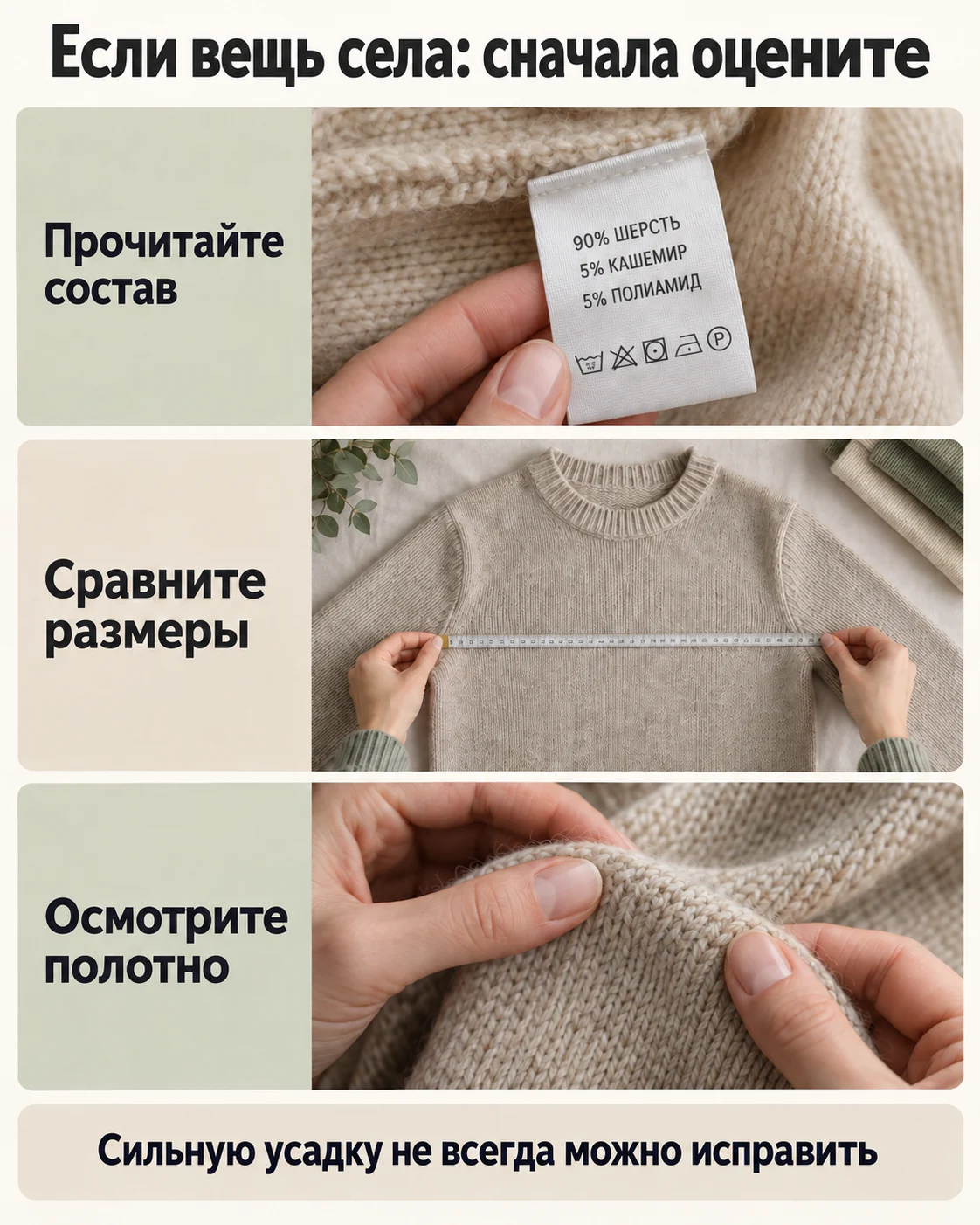 Если вещь села: сначала оцените