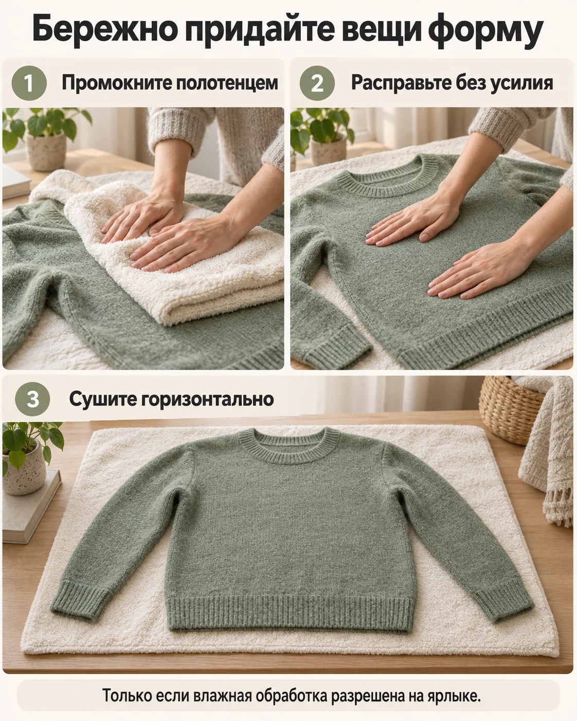 Бережно придайте вещи форму