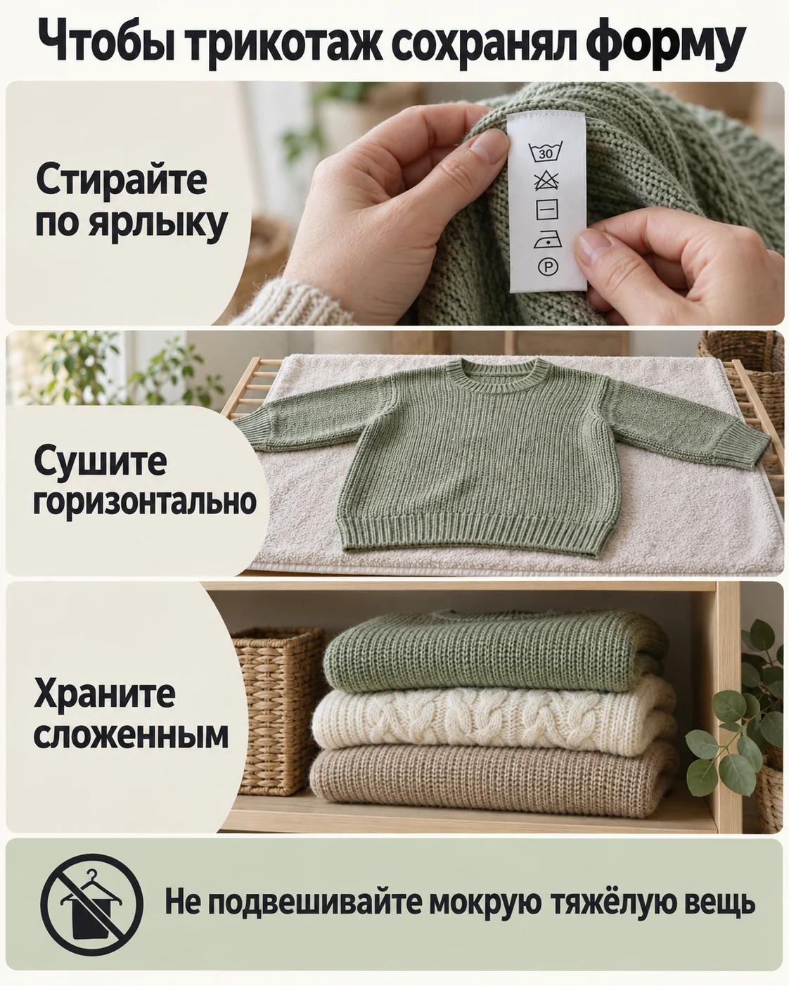 Чтобы трикотаж сохранял форму