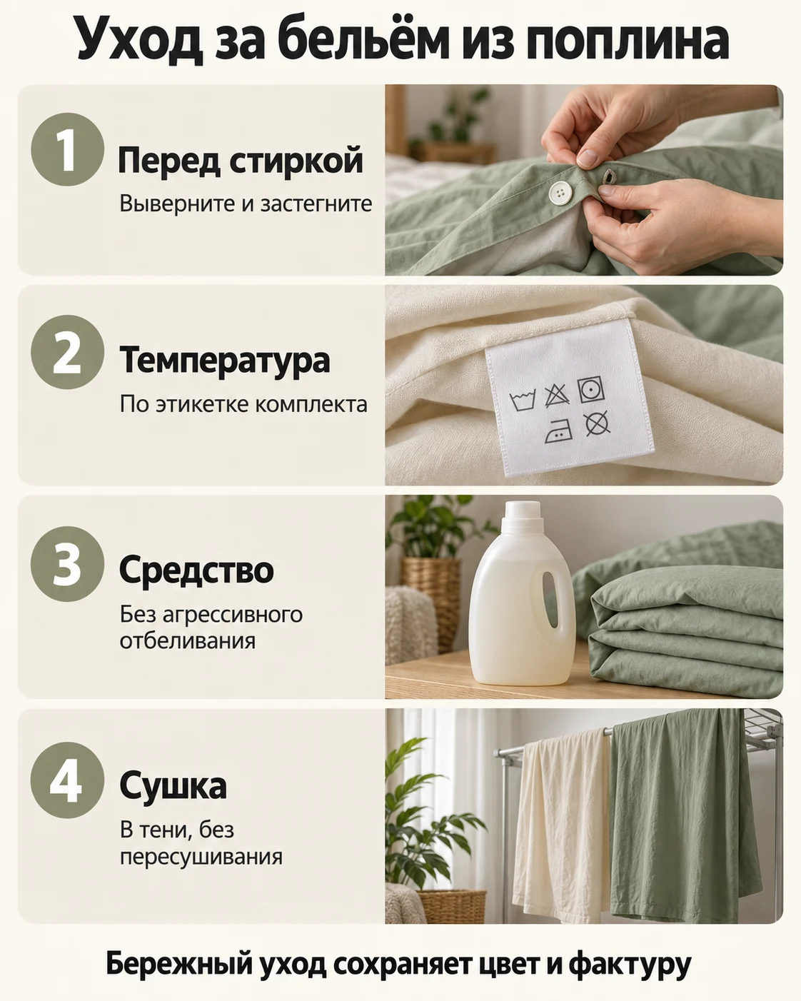 Четыре правила ухода за постельным бельём из поплина