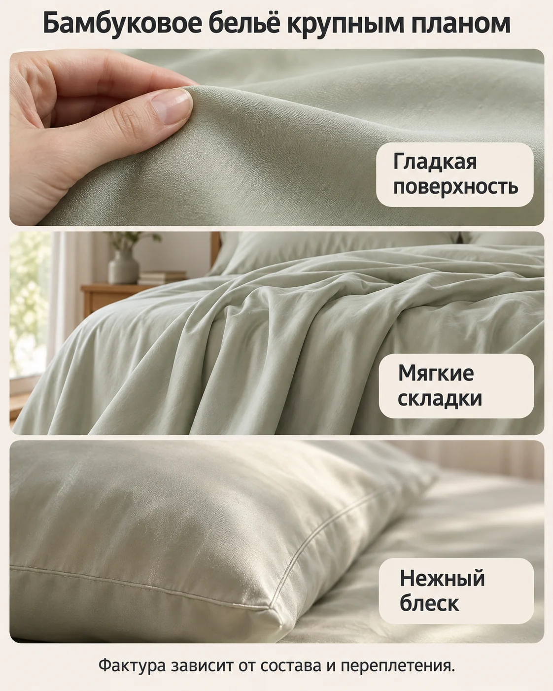 Бамбуковое бельё крупным планом