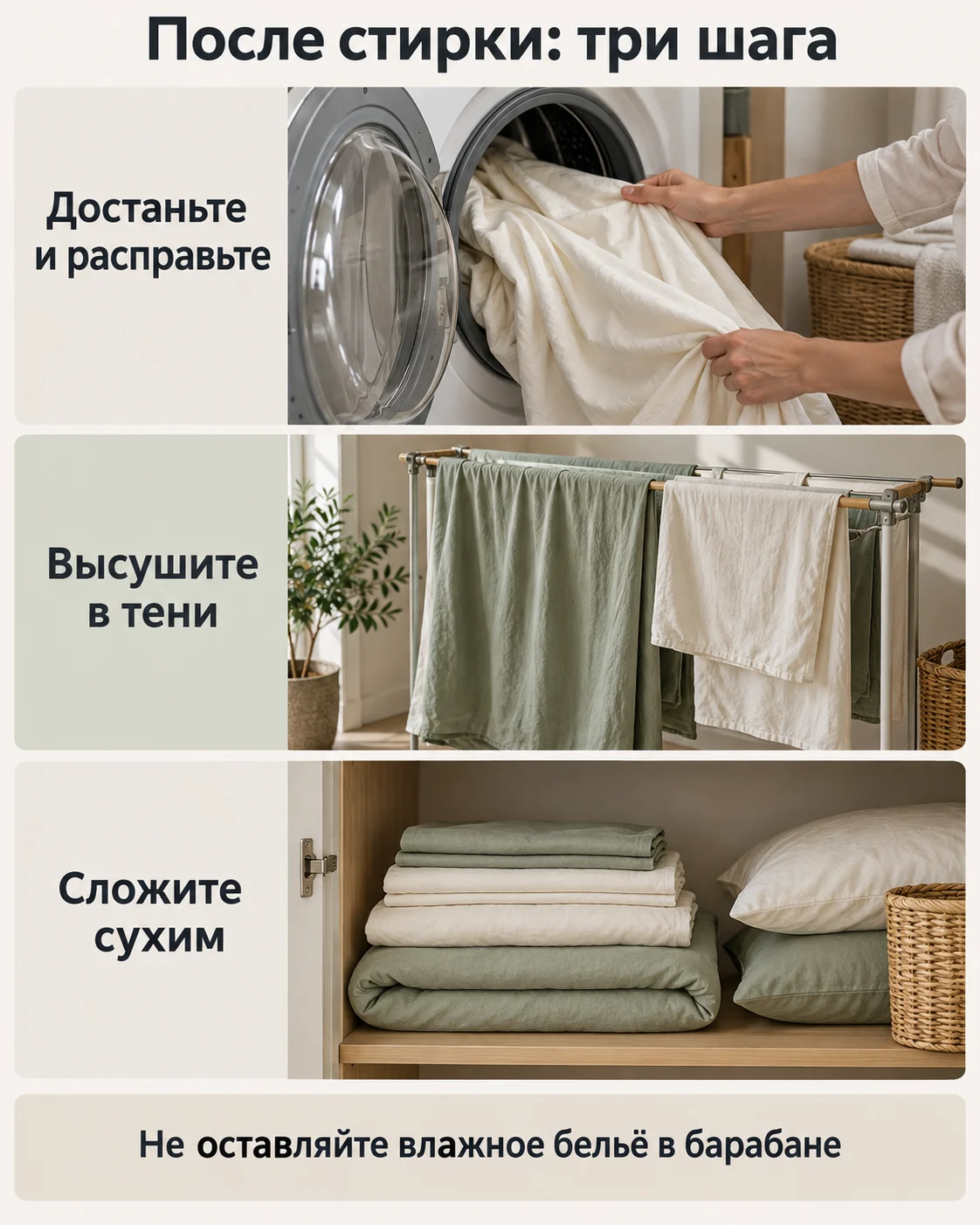 После стирки: три шага