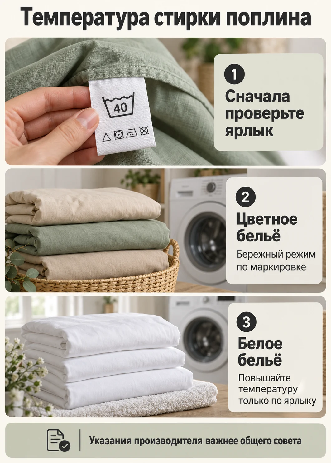 Температура стирки поплина