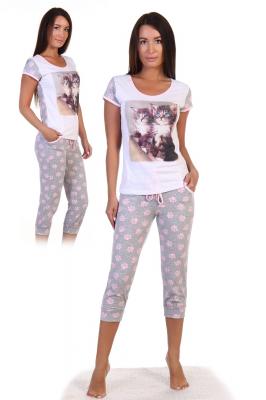 Женская пижама с бриджами Два котёнка