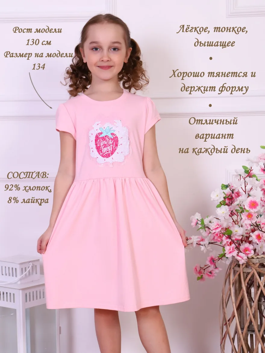 Платье для девочки Земляника кор. рукав