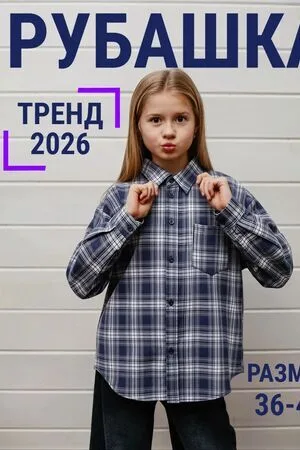 Детская рубашка подростковая синяя